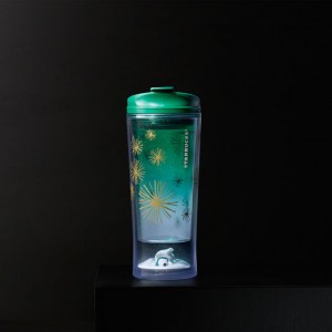 thermos vert pailleté avec ours polaire starbucks coffee