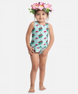 maillot anti UV Elly la Fripouille motif flamingo pour petite fille